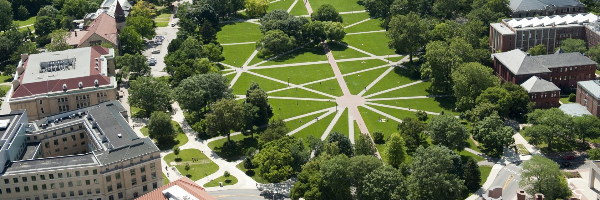 Aerial view of the oval area at the Ohio State University